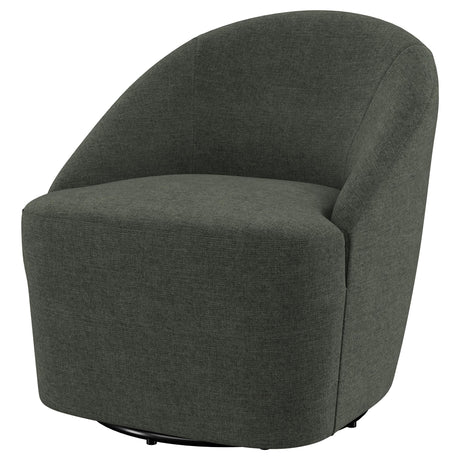 Leon Upholstered Barrel Accent Swivel Chair Hunter Green with swivel base detail