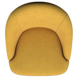 Leon Upholstered Barrel Accent Swivel Chair mustard yellow base and glide detail
