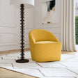 Leon Upholstered Barrel Accent Swivel Chair mustard yellow side view