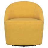 Leon Upholstered Barrel Accent Swivel Chair mustard yellow back angle