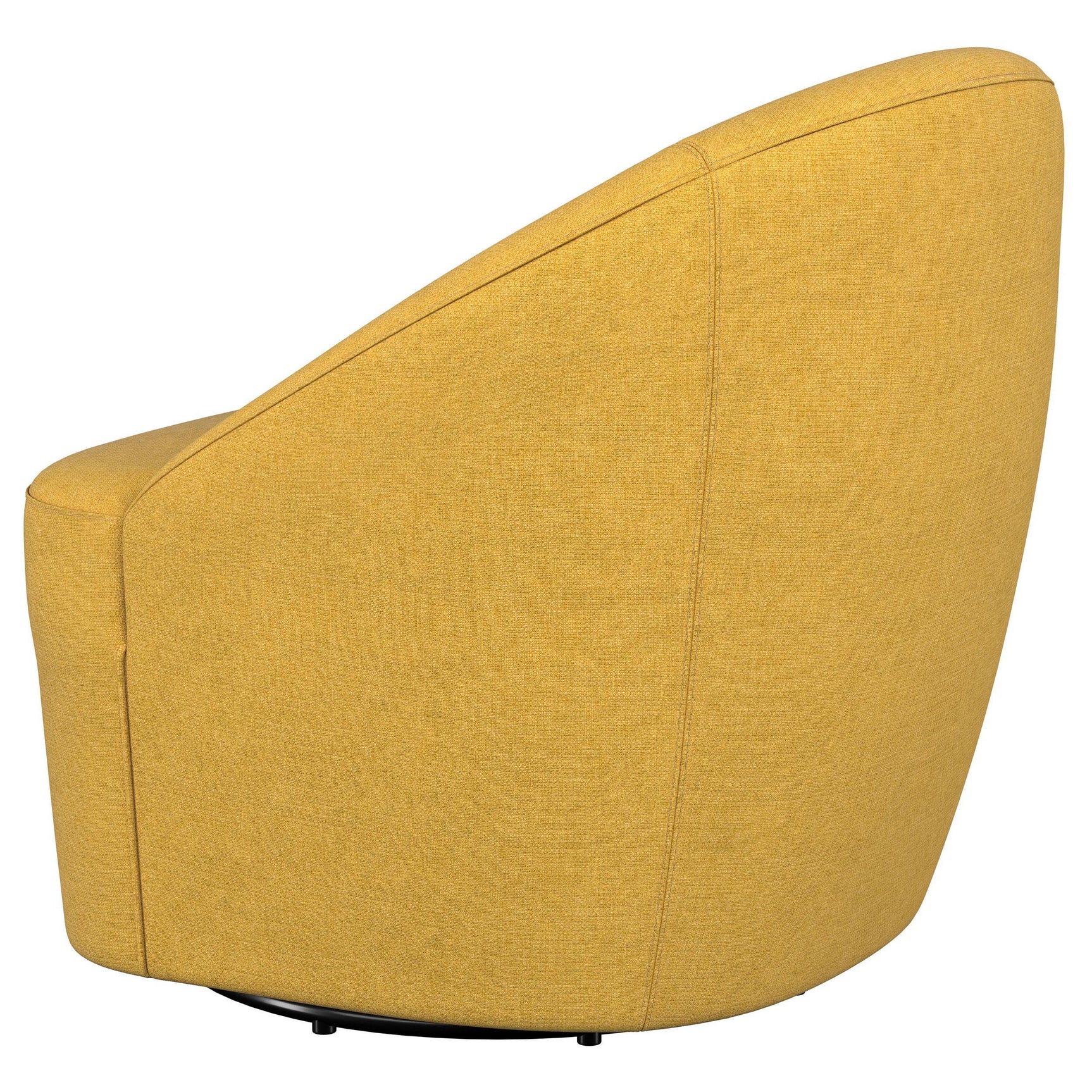 Leon Upholstered Barrel Accent Swivel Chair mustard yellow seat cushion close-up