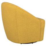Leon Upholstered Barrel Accent Swivel Chair mustard yellow swivel action demonstration