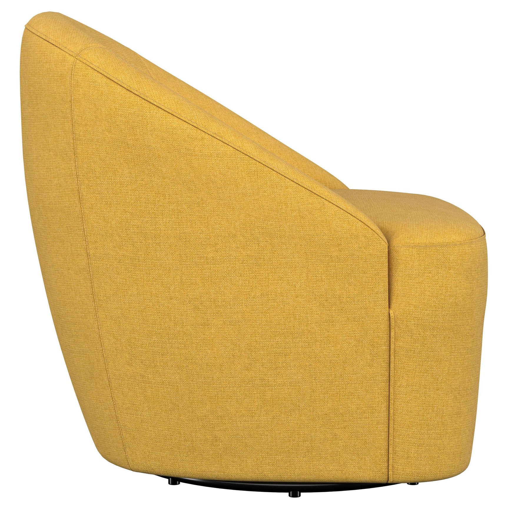 Leon Upholstered Barrel Accent Swivel Chair mustard yellow sitting area style example