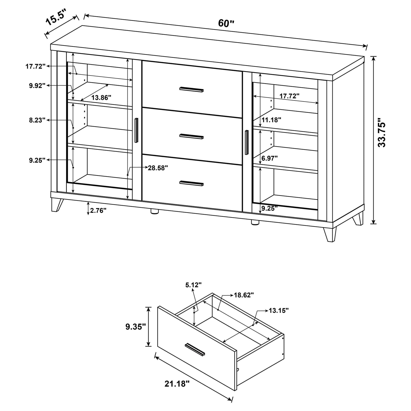 Overall layout of Lewes 4-piece entertainment wall