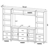 Shelving unit holding decor items