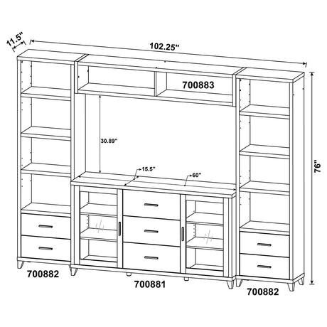 Shelving unit holding decor items