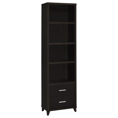 Open shelving units on Lewes 4-piece entertainment center