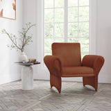 Liana Accent Chair rust orange side view showing rolled arm