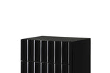 side view of Lila Black Gold Upholstered Panel Bedroom Set bed