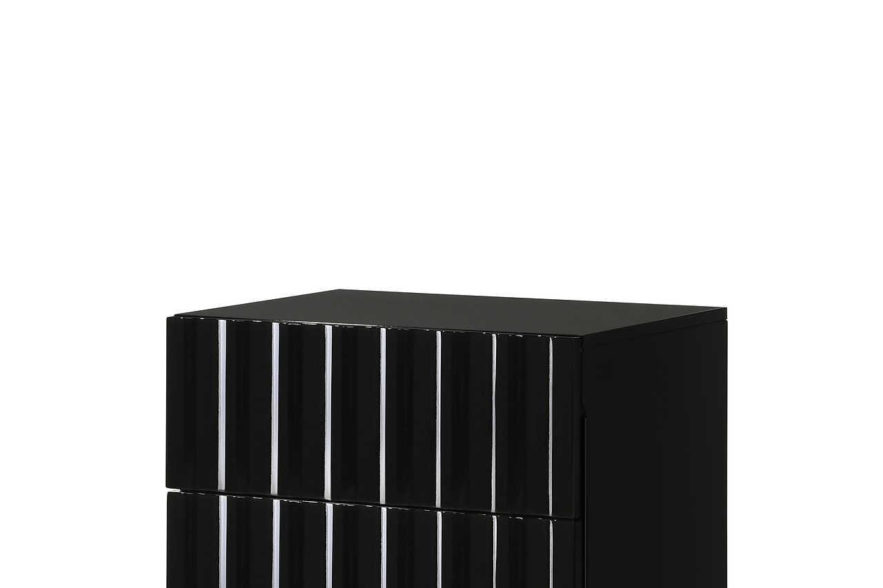 side view of Lila Black Gold Upholstered Panel Bedroom Set bed