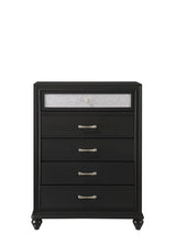Modern solid wood nightstand in black with drawers open