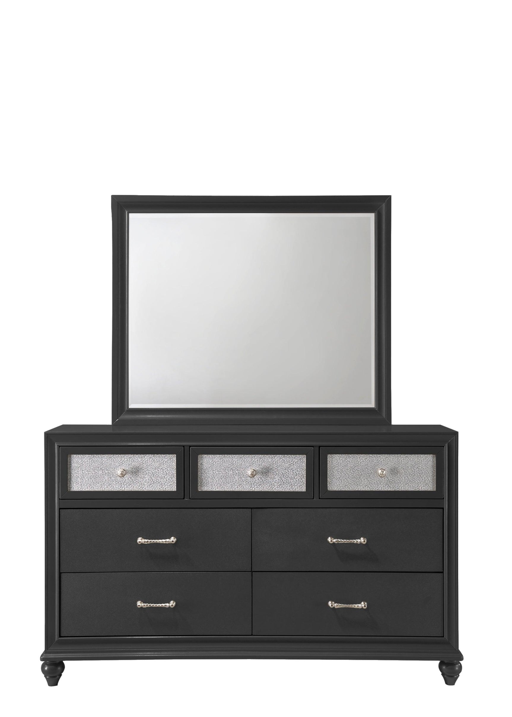 Lila Black 5-Drawer Chest angled side view