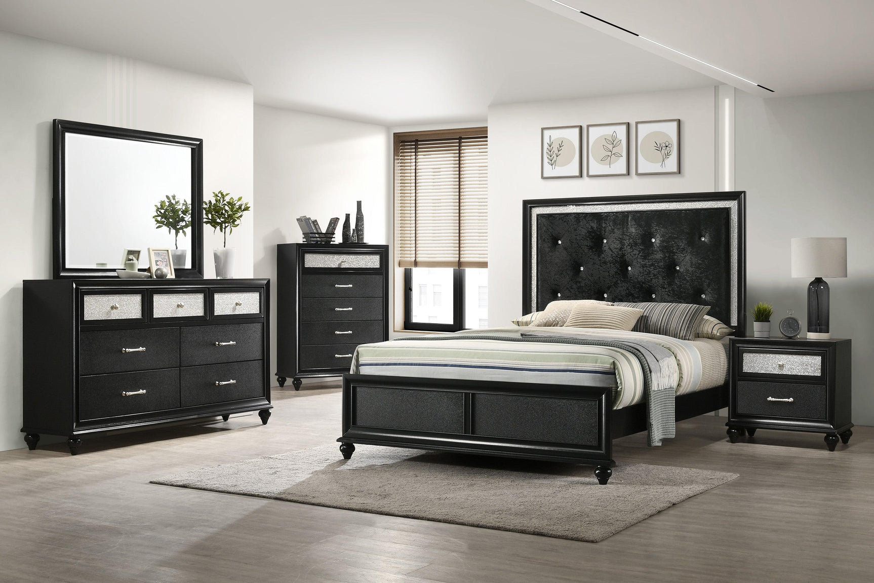 Side view of Lila Black 5-Drawer Chest