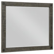 Lilith Rectangular Dresser Mirror Distressed Grey angled showing hexagonal bolt detail