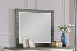 Lilith Rectangular Dresser Mirror Distressed Grey close-up of beveled glass