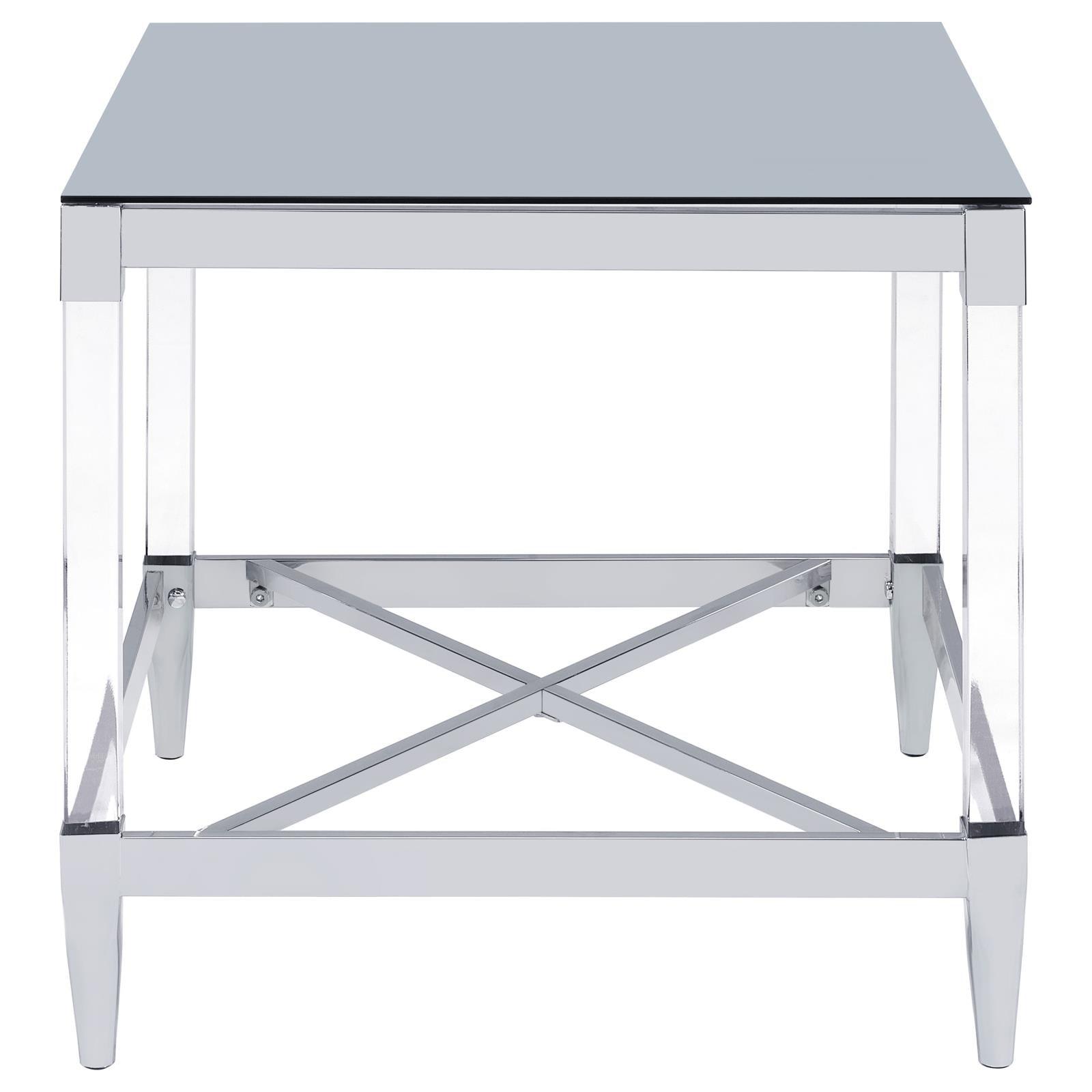 Top-down view of Lindley Square End Table mirror surface reflection