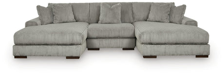 Lindyn Fog Velvet 3-Piece Sectional with Double Chaise - image 1