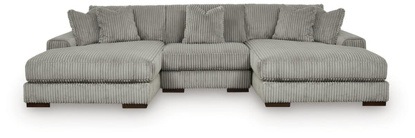 Lindyn Fog Velvet 3-Piece Sectional with Double Chaise - image 1