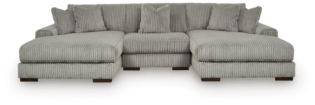 Lindyn Fog Velvet 3-Piece Sectional with Double Chaise - image 1