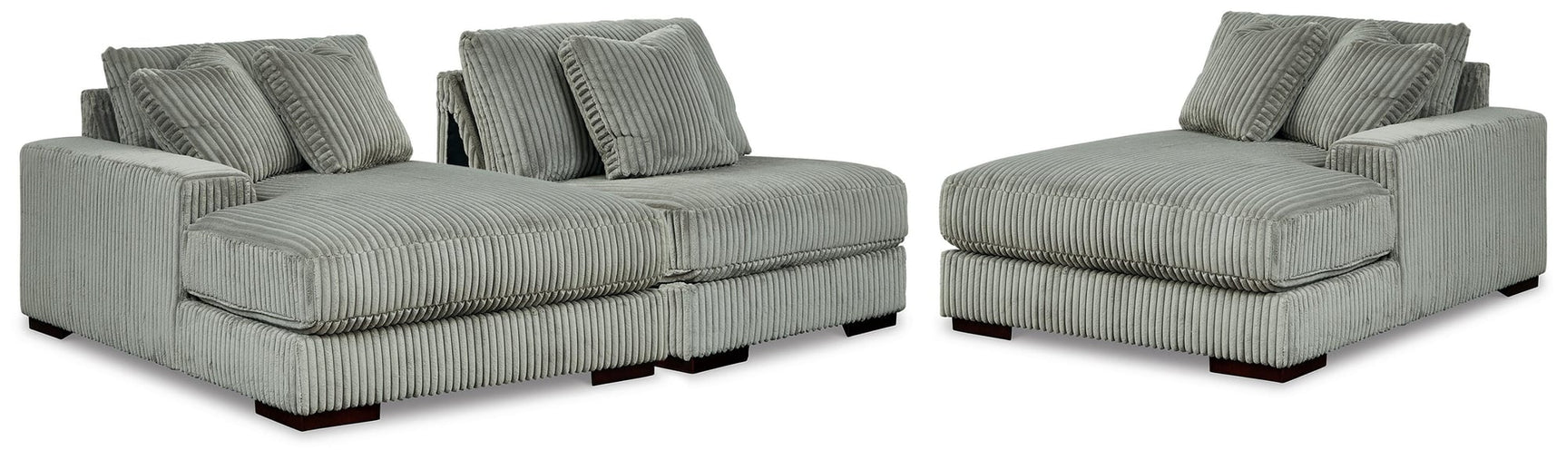 Lindyn Fog Velvet 3-Piece Sectional with Double Chaise - image 2