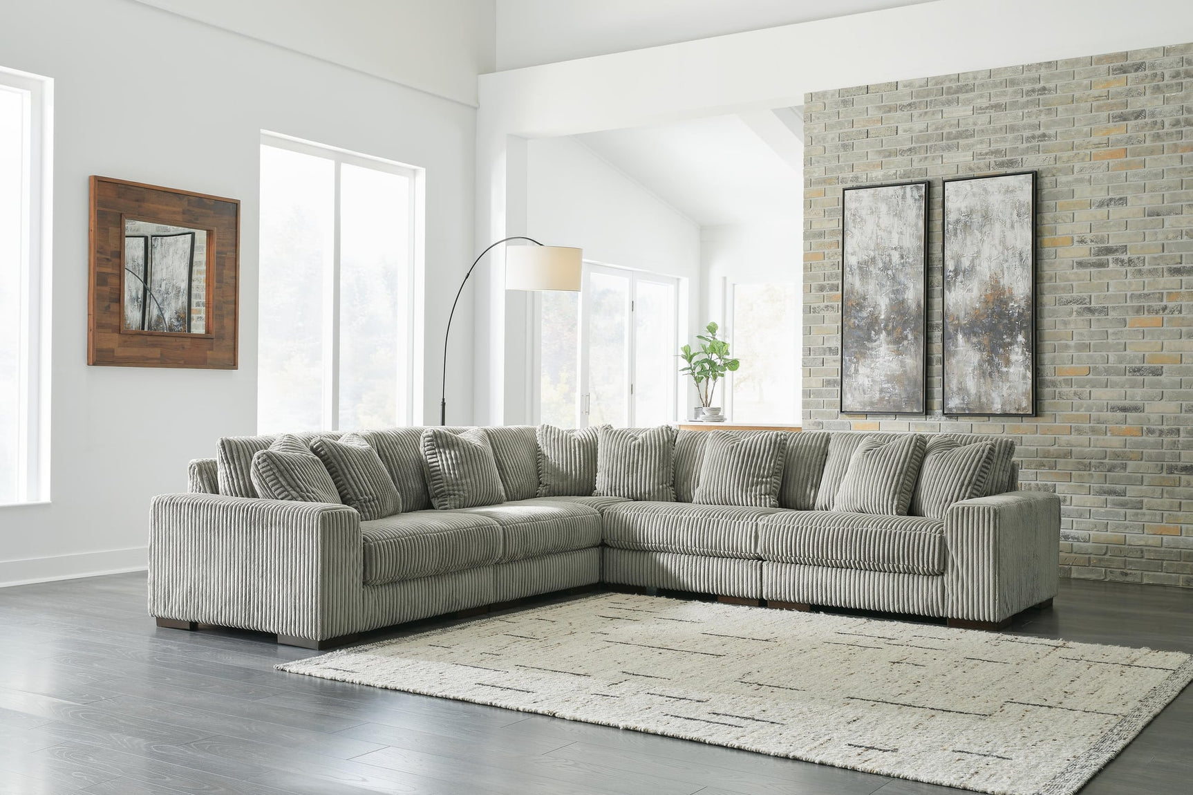 Lindyn Fog Velvet 5-Piece Sectional - image 3