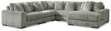 Lindyn Fog Velvet 5-Piece Sectional with Chaise - image 2