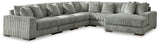 Lindyn Fog Velvet 6-Piece Sectional with Chaise - image 1