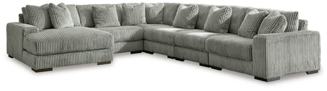 Lindyn Fog Velvet 6-Piece Sectional with Chaise - image 1