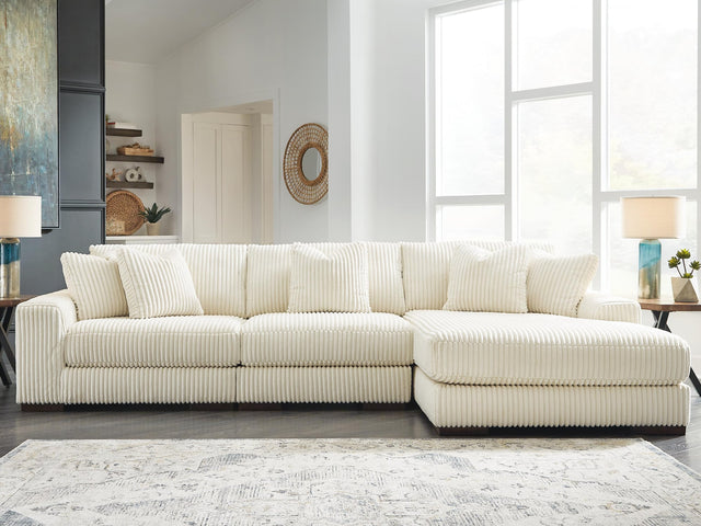 Lindyn Ivory Velvet 3-Piece Sectional with Chaise - image 1