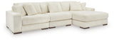 Lindyn Ivory Velvet 3-Piece Sectional with Chaise - image 2