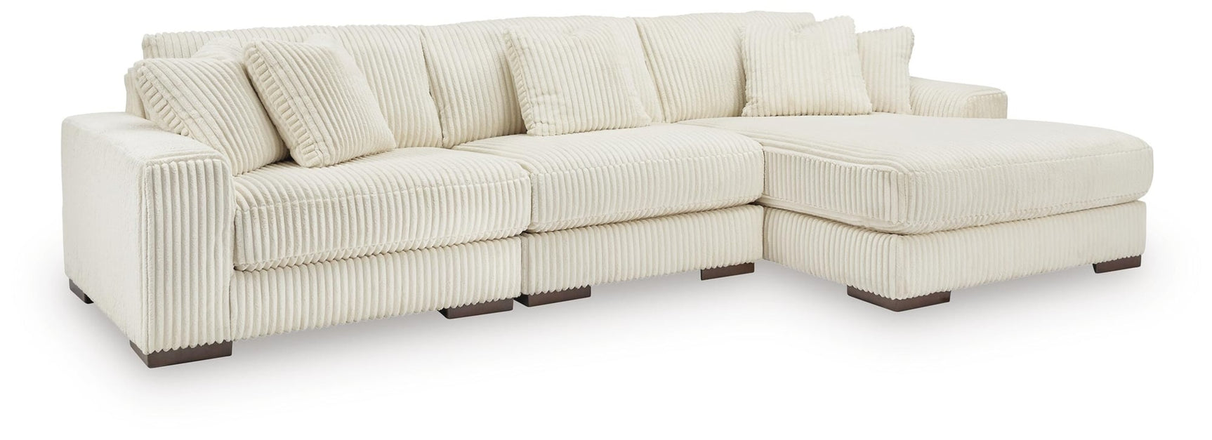 Lindyn Ivory Velvet 3-Piece Sectional with Chaise - image 2