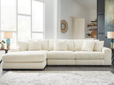 Lindyn Ivory Velvet 3-Piece Sectional with Chaise - image 1