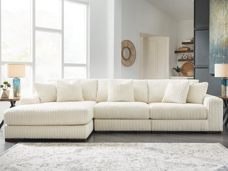 Lindyn Ivory Velvet 3-Piece Sectional with Chaise - image 1