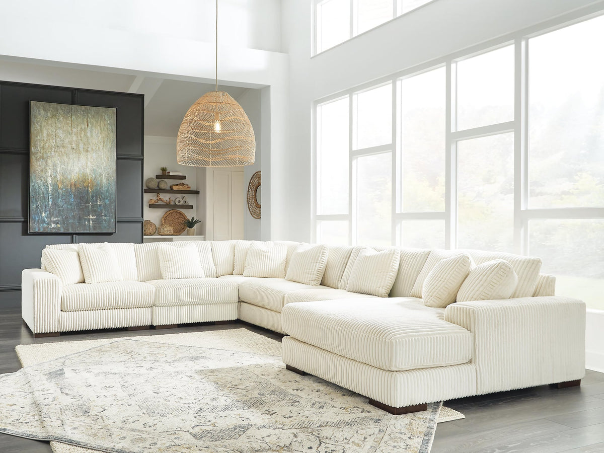 Lindyn Ivory Velvet 6-Piece Sectional with Chaise - image 1
