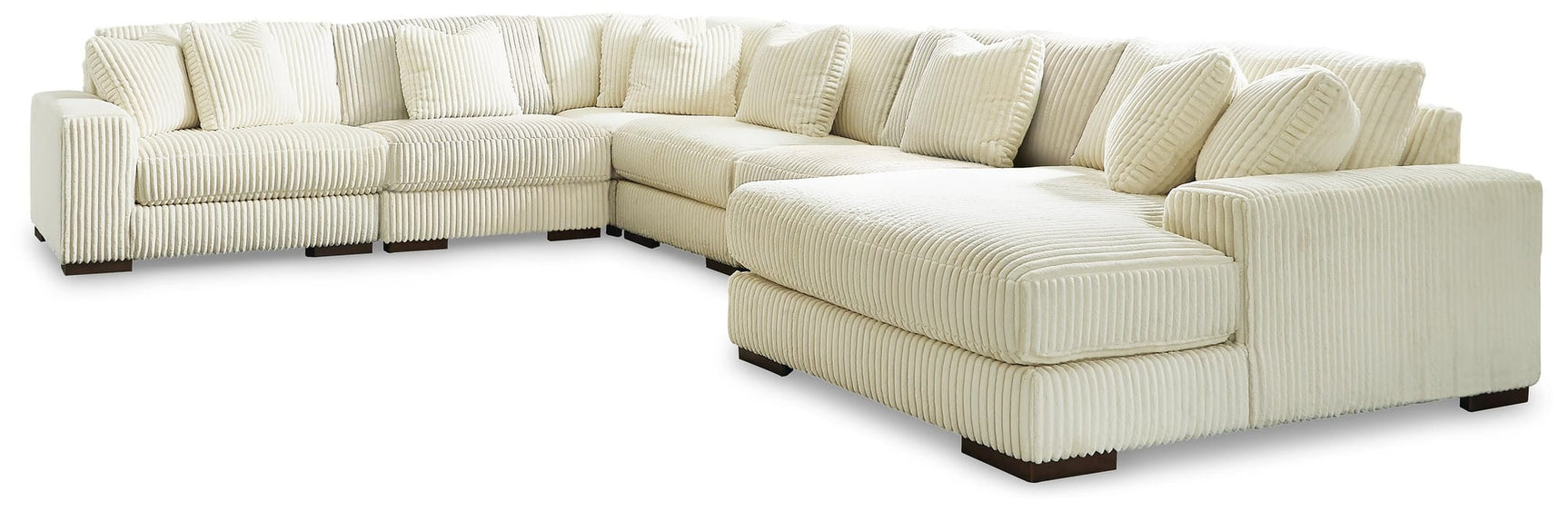 Lindyn Ivory Velvet 6-Piece Sectional with Chaise - image 2