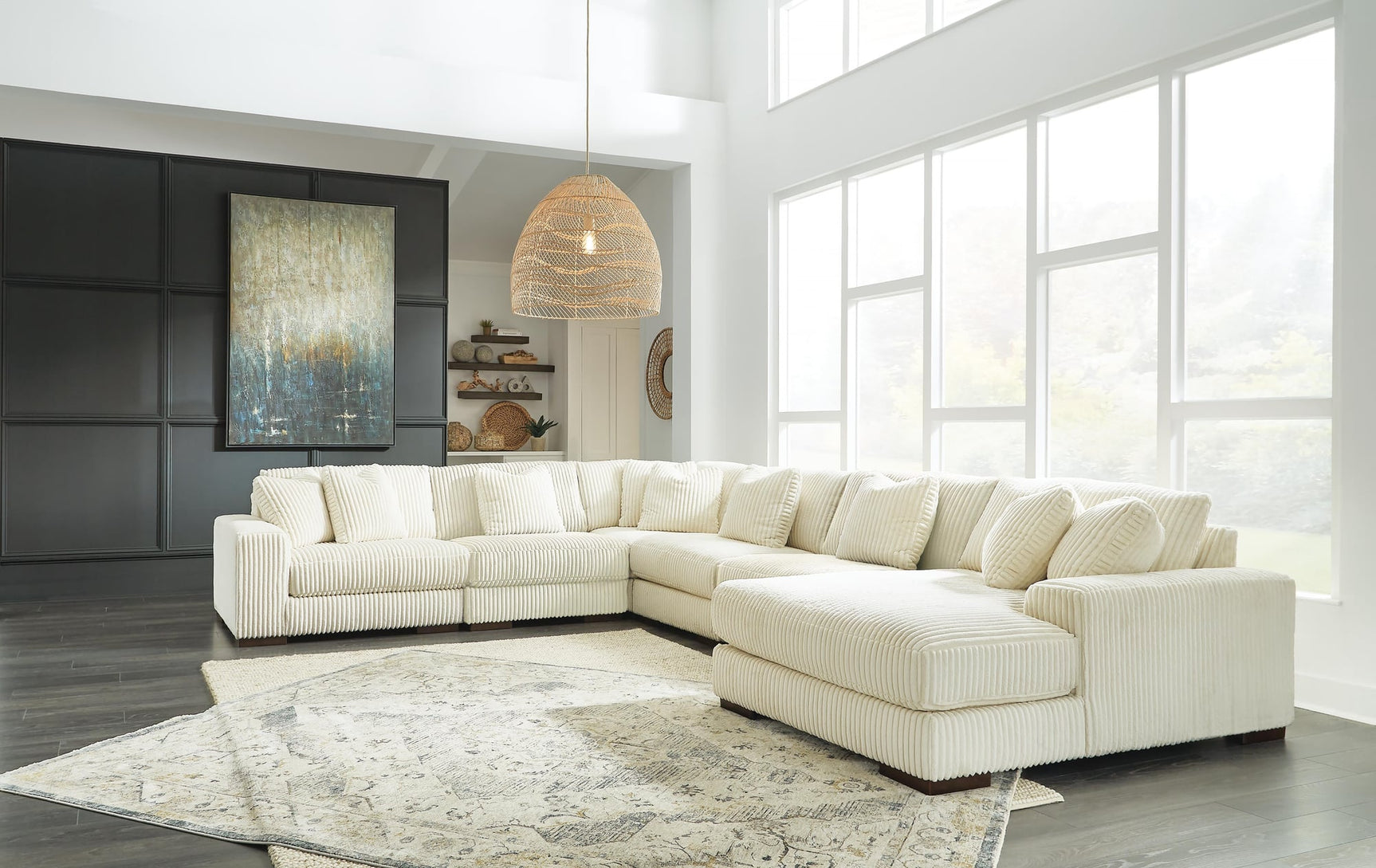 Lindyn Ivory Velvet 6-Piece Sectional with Chaise - image 3