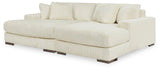 Lindyn Ivory Velvet Super Chaise - image 1