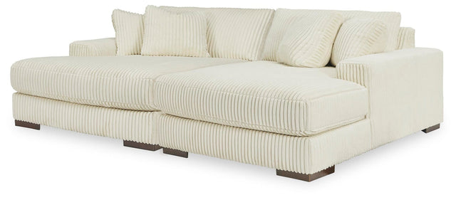 Lindyn Ivory Velvet Super Chaise - image 1