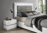 Lisbon White Contemporary Bedroom Set with Cool LED view 2