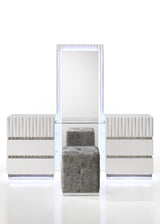 Lisbon White Contemporary Bedroom Set with Cool LED view 4