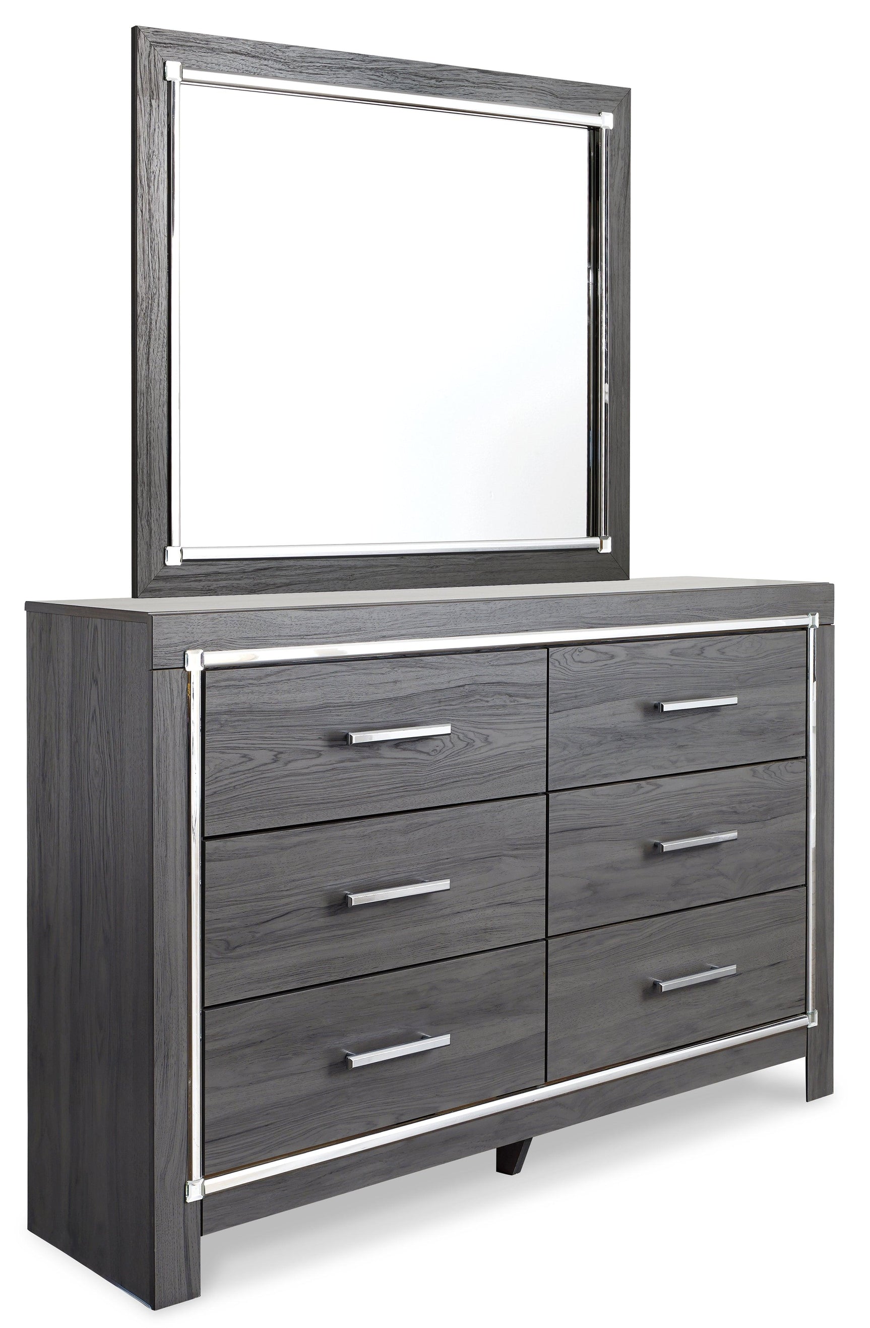 Side angle view of Lodanna Gray Panel Storage Bedroom Set bed