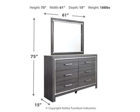 Bedroom view showcasing Lodanna Gray Panel Storage Bedroom Set