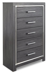 Lodanna Gray Panel Bedroom Set front view of bed and mirror