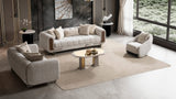 Lora Sofa, Loveseat, and Chair Set with Curved Wood-Trimmed Arms angled view