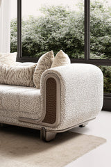 Lora Sofa, Loveseat, and Chair Set with Curved Wood-Trimmed Arms view 11