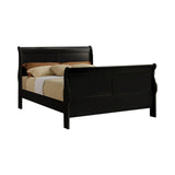 Louis Philippe Cappuccino Panel Sleigh Bedroom Set side view of bed