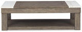 Close-up of natural white marble marble accents on Loyaska coffee table