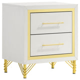 Lucia 2-Drawer White Nightstand front view