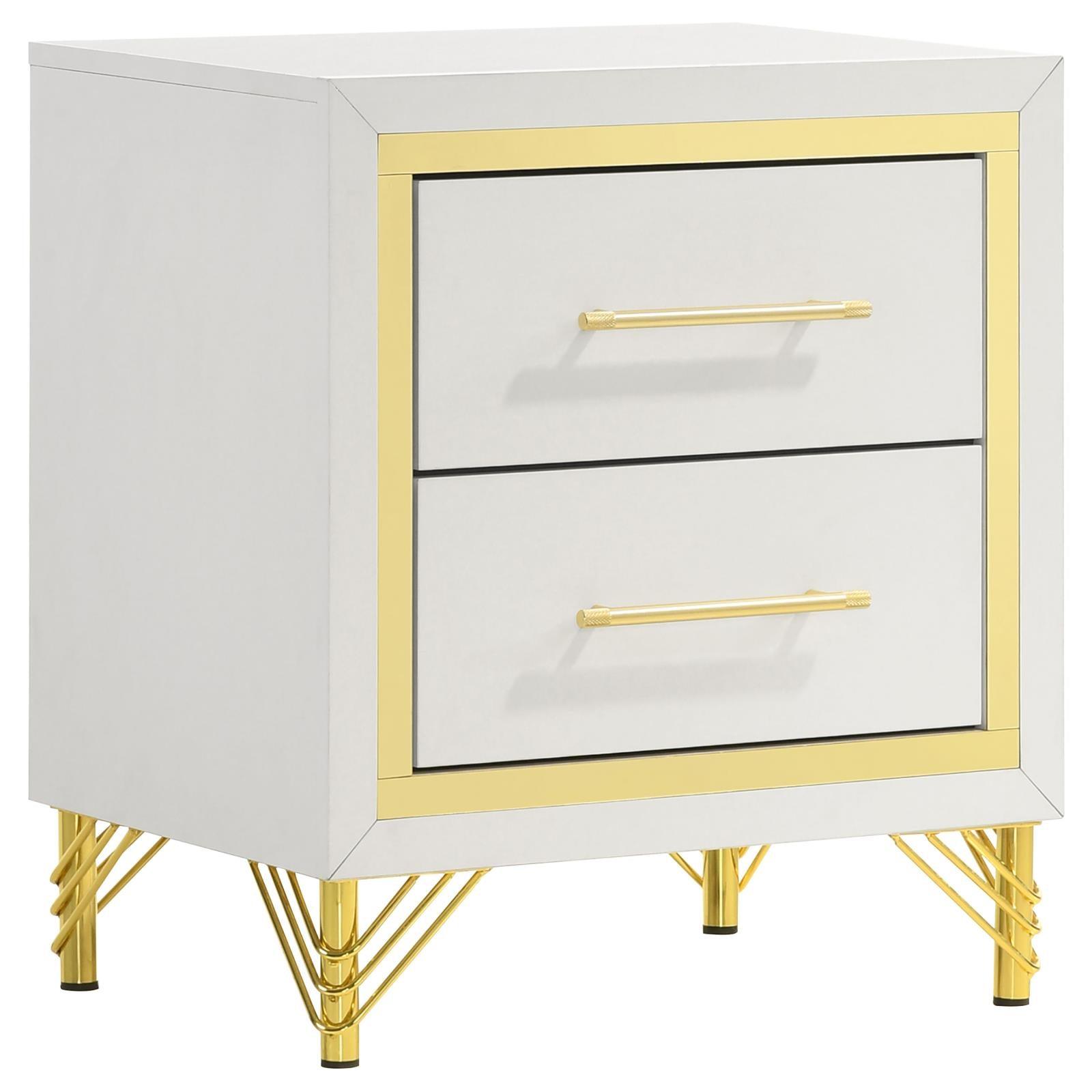 Lucia 2-Drawer White Nightstand front view