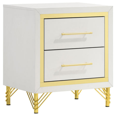 Lucia 2-Drawer White Nightstand front view